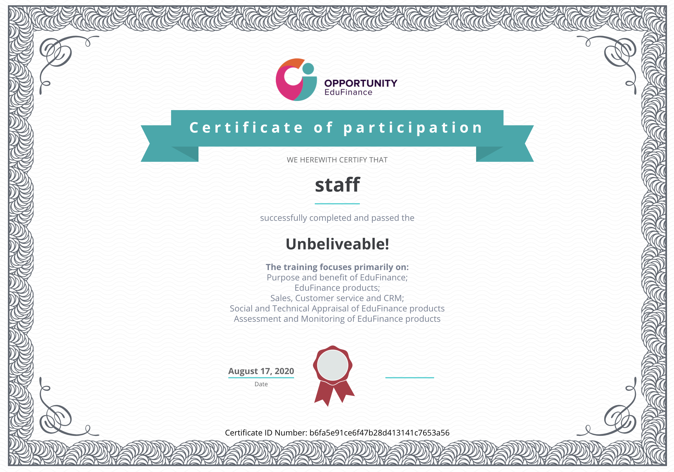 raccoongang demo certificate 0001